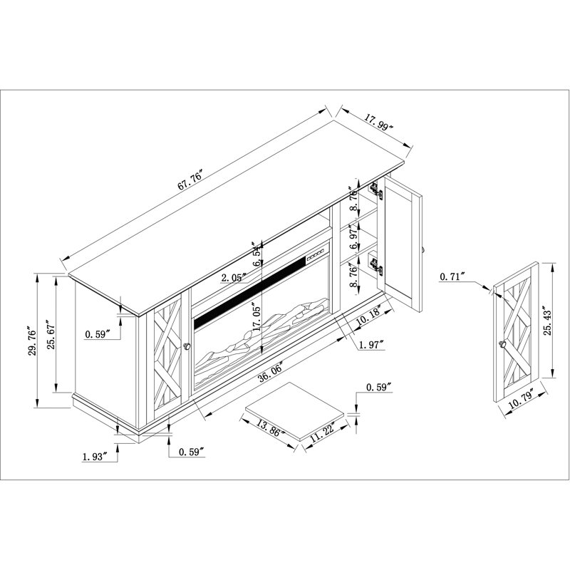 Three Posts™ Knighten TV Stand For TVs Up To 78" With Fireplace
